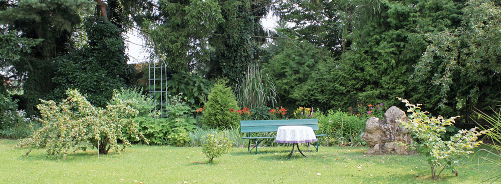 Liegewiese mit Gartenbank